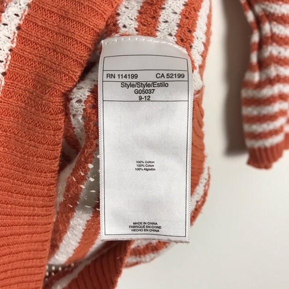 Quiksilver Knit Striped Sweater- 3/4 Sleeve- Orange & White- Size Medium - Picture 3 of 5